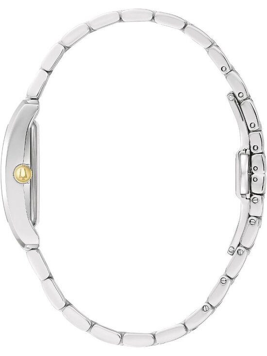 Women\'s Two-Tone Gold Classic Diamond Stainless Steel Rectangle Cute Wrist Watch